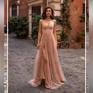 ALAMOUR THE LABEL ROSE GOLD LUCIE GOWN DRESS